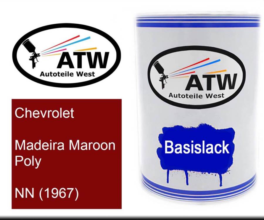 Chevrolet, Madeira Maroon Poly, NN (1967): 500ml Lackdose, von ATW Autoteile West.